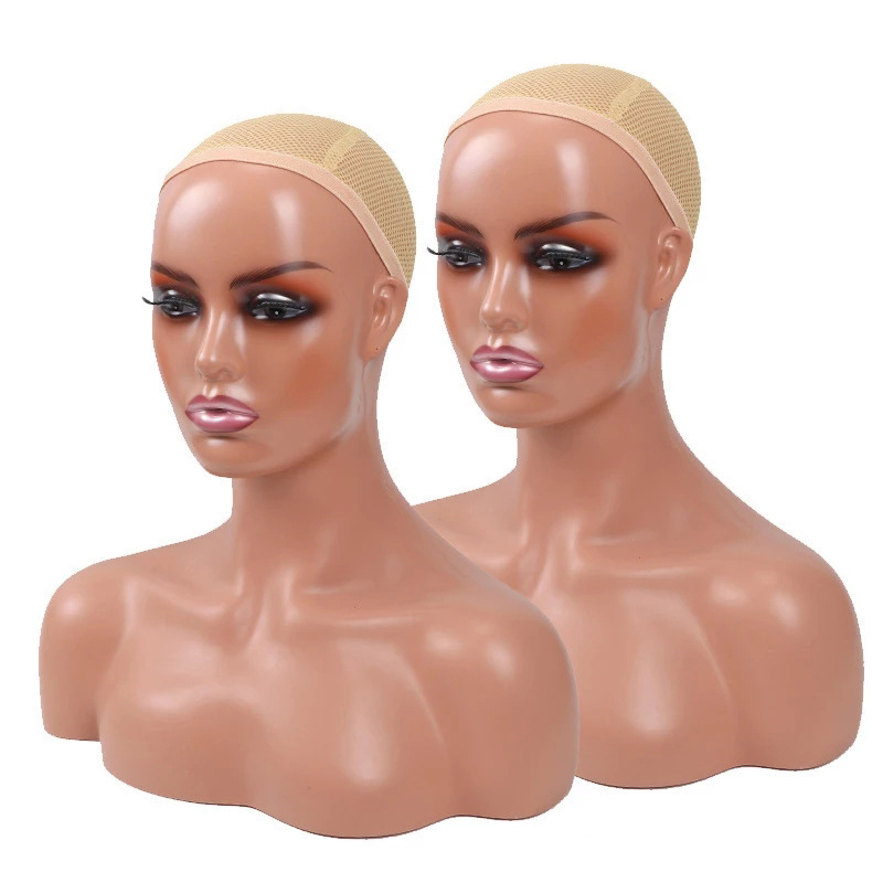 Exquisite mannequin dummy head with shoulders and hair for display wigs