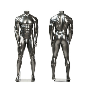 Silver Color Fiberglass Big Muscle Butt  Male Mannequin