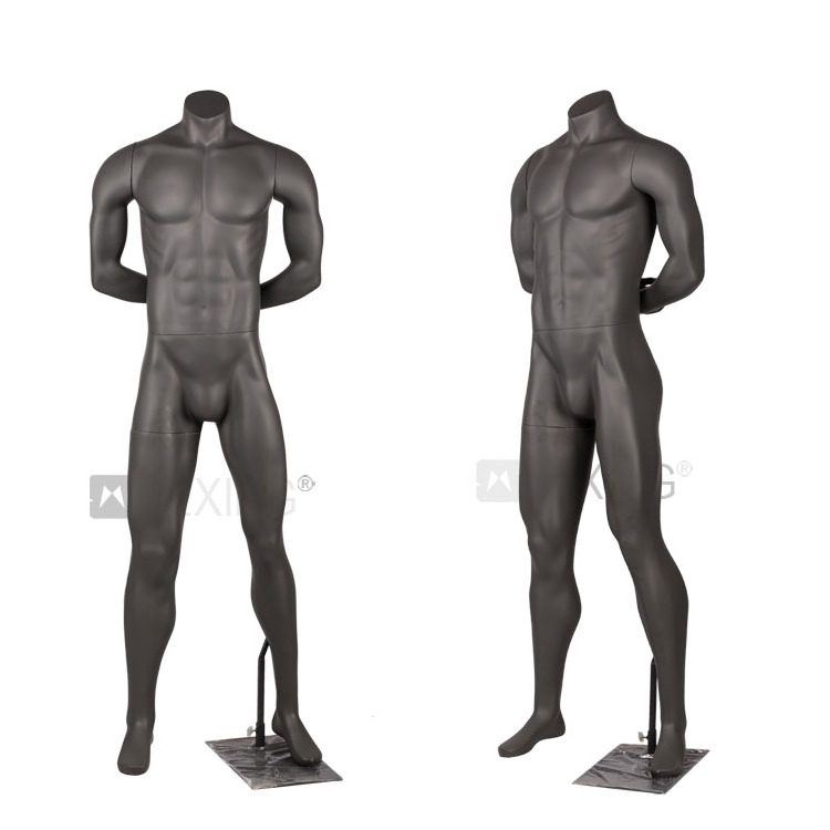 Grey fiberglass standing big butt male mannequin