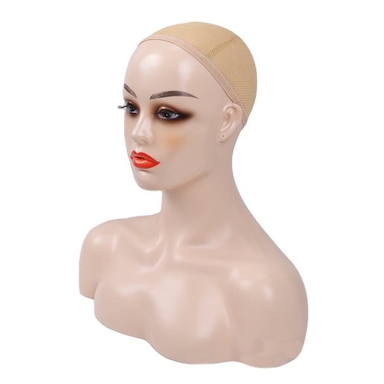 Exquisite mannequin dummy head with shoulders and hair for display wigs