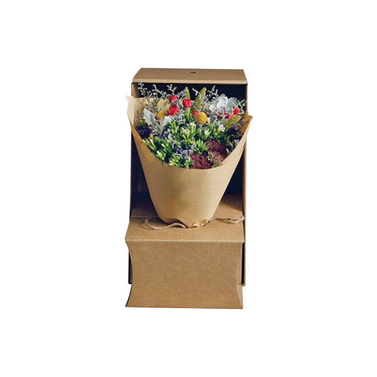 Premium Corrugated Cardboard Flower Packing Drawer Kraft Paper packaging Carton Box with Paper Holder