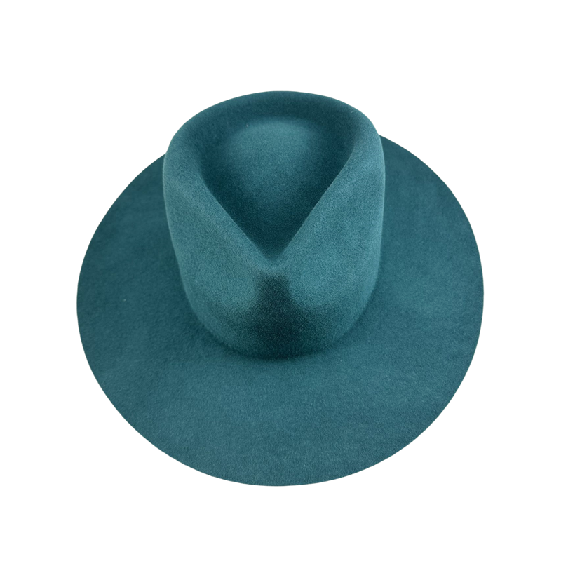 Wide Brim Felt Hats 100% australian wool dark green fedora hat with adjustable drawing string sweatband