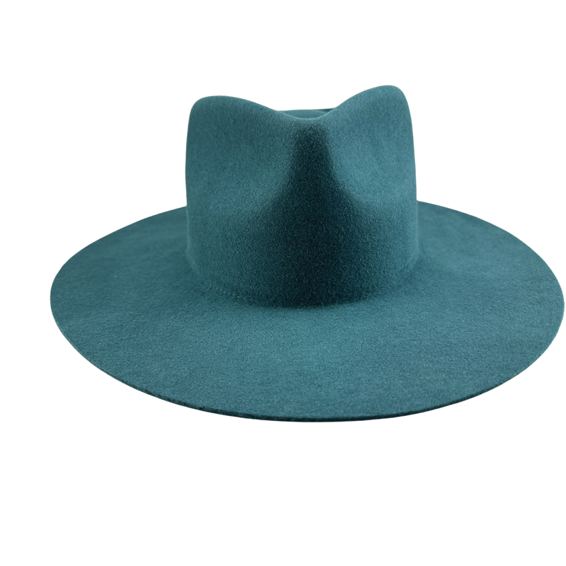 Wide Brim Felt Hats 100% australian wool dark green fedora hat with adjustable drawing string sweatband