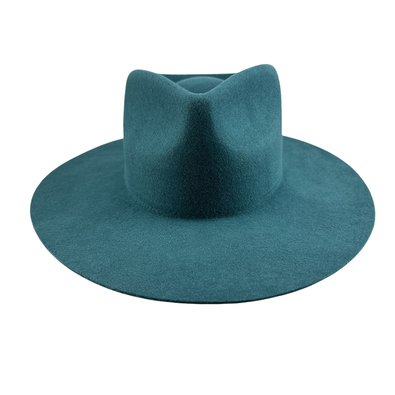 Wide Brim Felt Hats 100% australian wool dark green fedora hat with adjustable drawing string sweatband