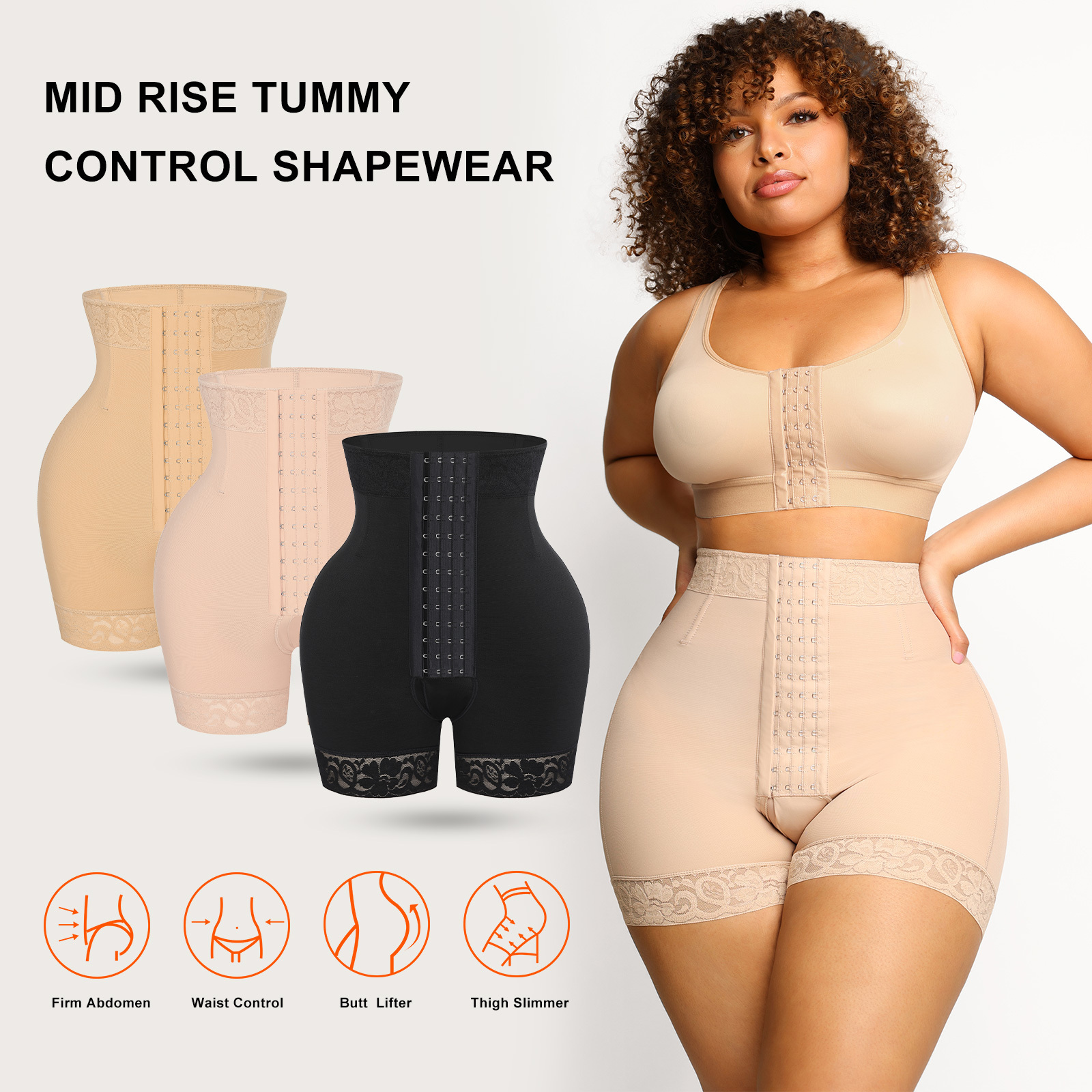 HOT SALE Custom Bbl Shapewear Shorts With Hook Fajas Colombianas Post Surgery High Waist Butt Lifter Women Shapewear Fajas Short