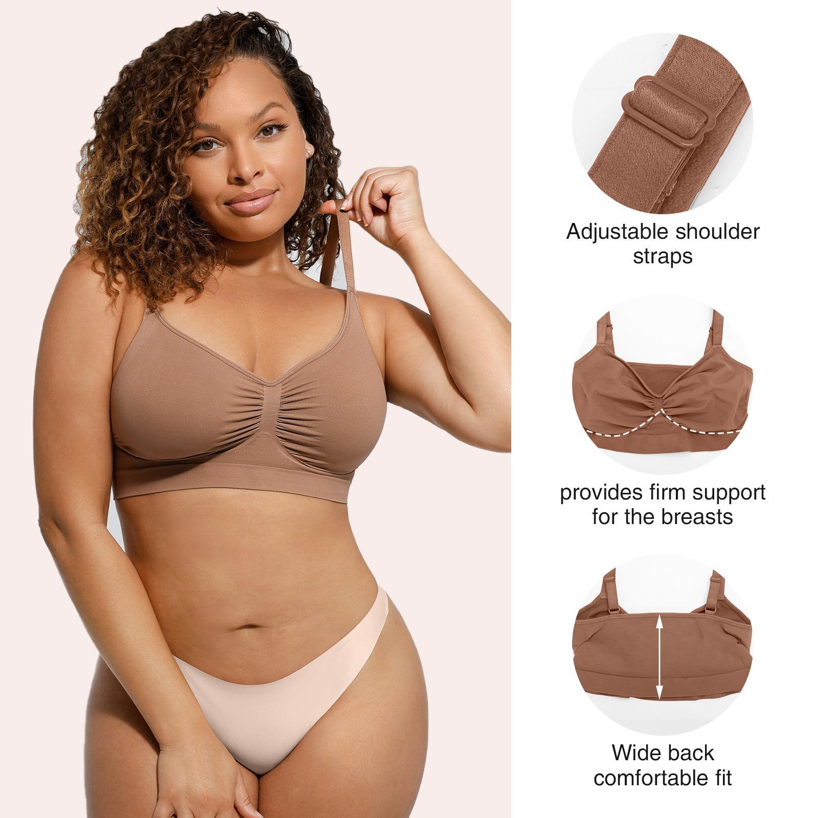 Skin-Friendly Full Back Coverage Deep Cup Sports Bra Hides Back Fat Plus Size Push UP Seamless Bra Shapewear Sports Bra