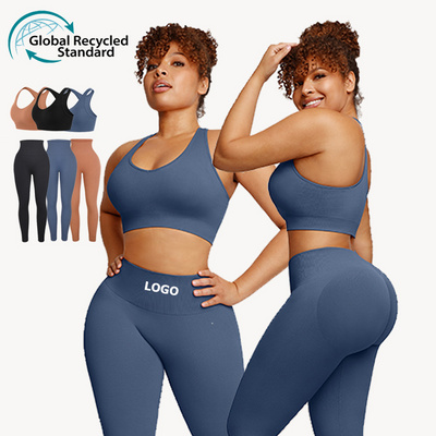 Logo service plus size yoga sets for women seamless gym wear yoga sets fitness yoga wear workout sets for women