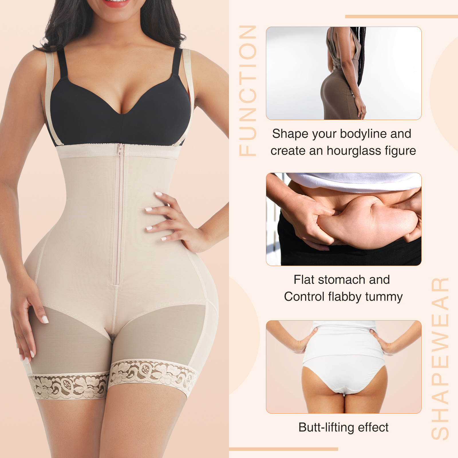 HEXIN Stage 3 Liposuction Compression Slimming Hooks Full Body Shaper Butt Lifter Shapewear Fajas Colombianas Shapewear