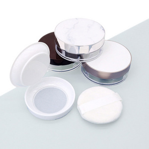 Customizable logo flip cap packaging container with powder puff loose powder containers