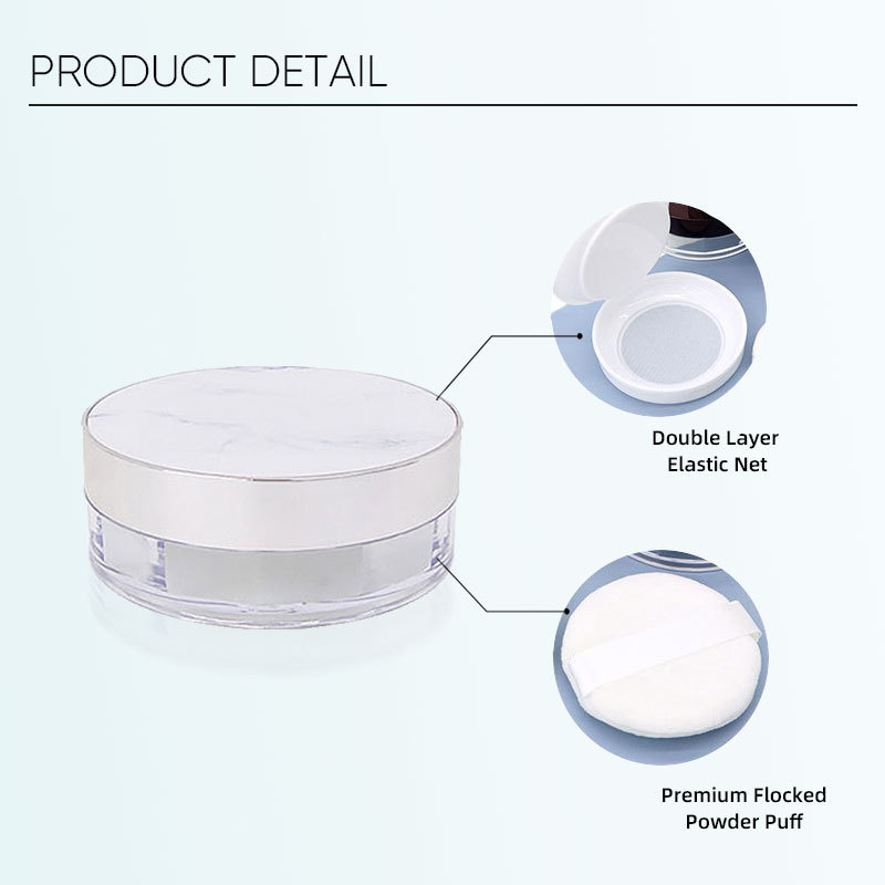 Customizable logo flip cap packaging container with powder puff loose powder containers