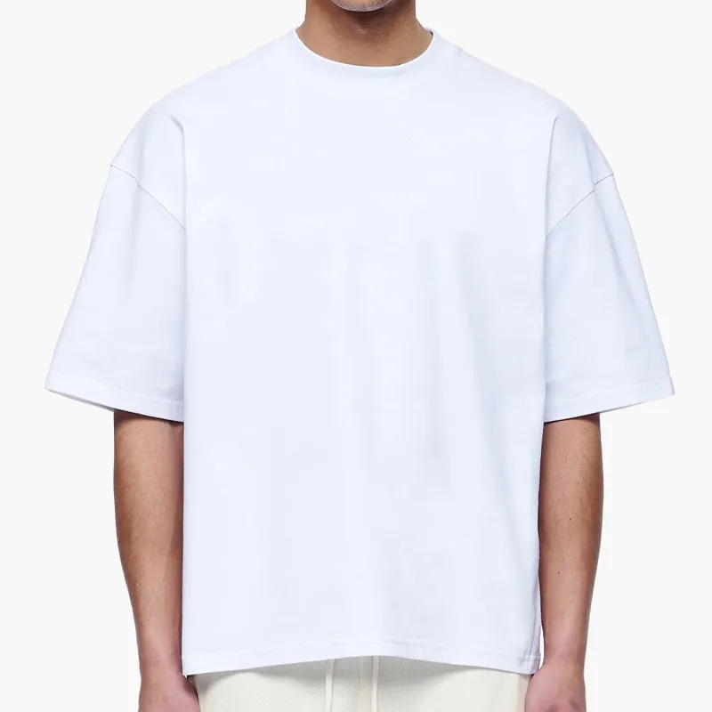 Plain Custom Cropped T-Shirt Boxy 100% Cotton Oversized Heavyweight Drop Shoulder White T Shirt Manufacturer