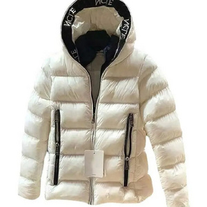 Hot Sale Men puffer jacket Hooded Winter Bubble Puffer Down Coat latest design 2024  white panel letter printing