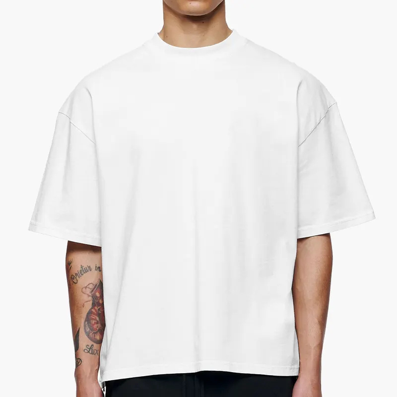 Plain Custom Cropped T-Shirt Boxy 100% Cotton Oversized Heavyweight Drop Shoulder White T Shirt Manufacturer