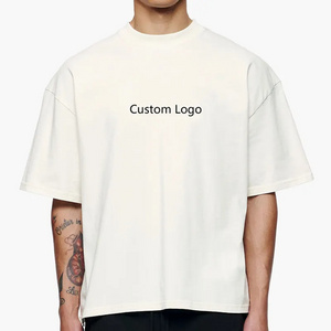 Plain Custom Cropped T-Shirt Boxy 100% Cotton Oversized Heavyweight Drop Shoulder White T Shirt Manufacturer