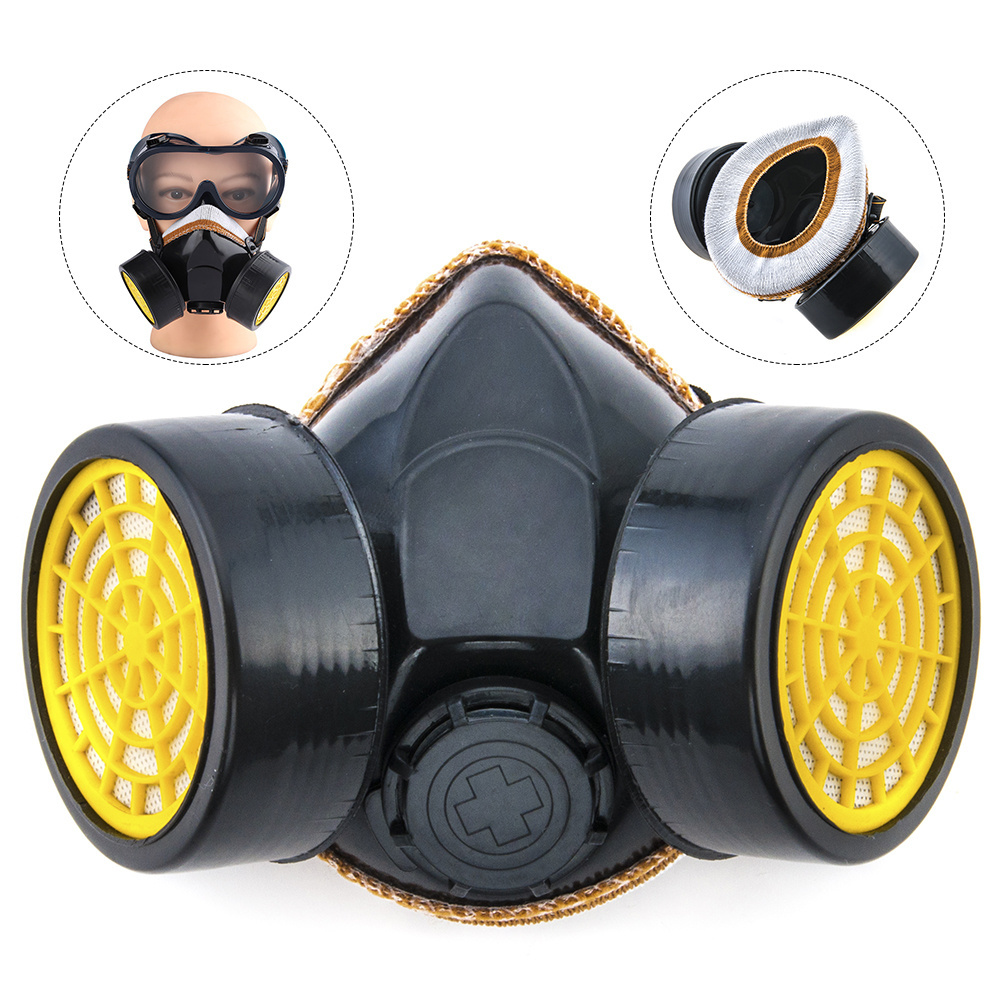 Replaceable activated carbon double cartridge filter reusable mask for breathing protection half facepiece dust respirator