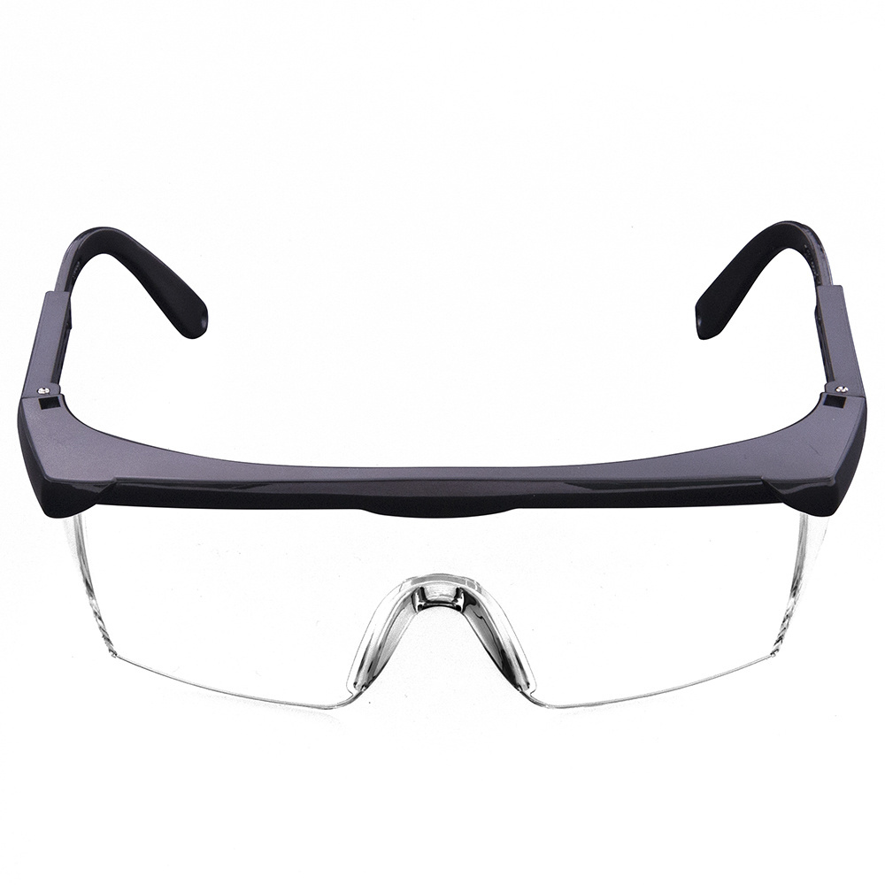 Black frame scratch impact resistant eye protection goggles with side shields protective eyewear safety glasses