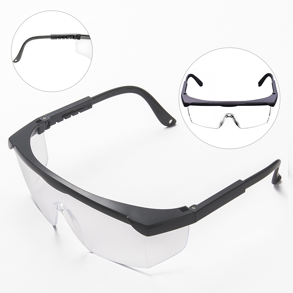 Black frame scratch impact resistant eye protection goggles with side shields protective eyewear safety glasses