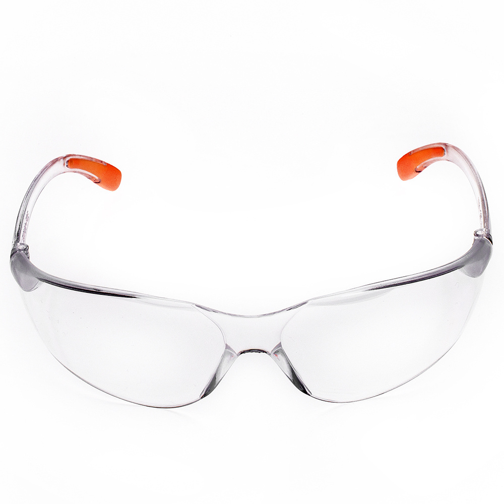 Orange polycarbonate scratch impact resistant eye protection goggles clear protective eyewear safety glasses