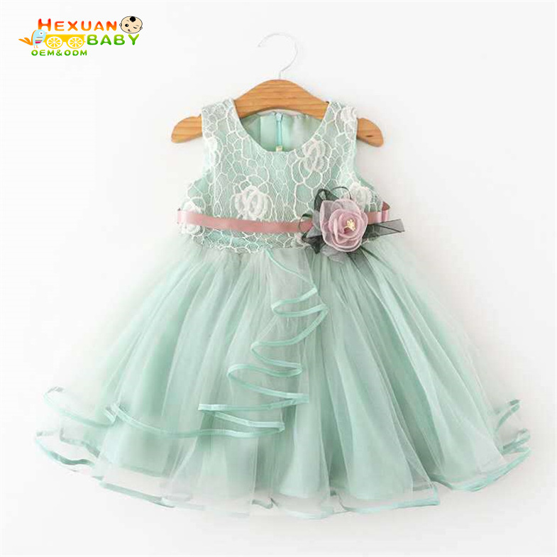 New Summer Cute Baby Girls Clothes Flower Newborn Baby Dress Tulle Lace Infant Party Clothing 1 Year Birthday Dresses