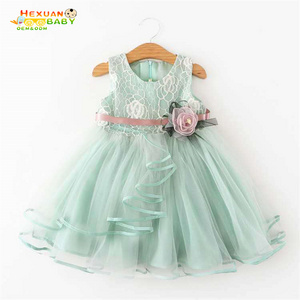 New Summer Cute Baby Girls Clothes Flower Newborn Baby Dress Tulle Lace Infant Party Clothing 1 Year Birthday Dresses