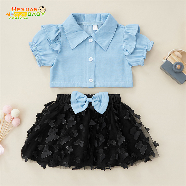 Toddler Girl Summer Clothing Sets Baby Girls Clothes Denim Shirt Top +Tutu Skirts 2pcs Outfits Sets 0-6T