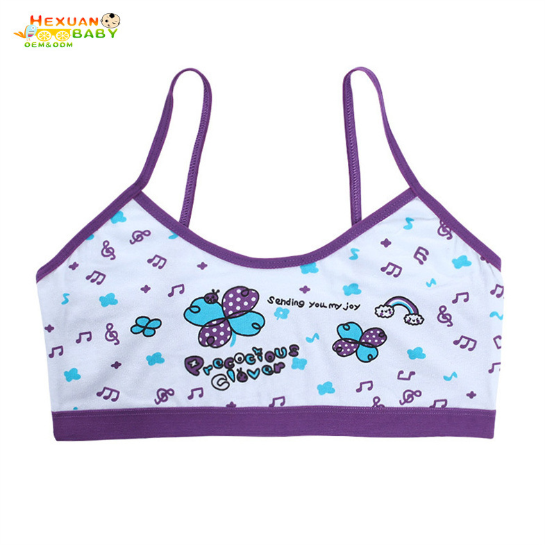 Soft Cotton Printed Young Children Kids Sport Bra Teen Girls Training Bra