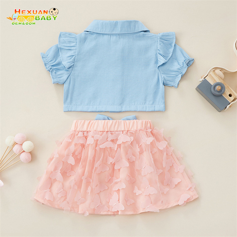 Toddler Girl Summer Clothing Sets Baby Girls Clothes Denim Shirt Top +Tutu Skirts 2pcs Outfits Sets 0-6T