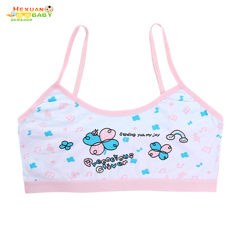 Soft Cotton Printed Young Children Kids Sport Bra Teen Girls Training Bra