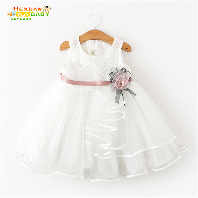 New Summer Cute Baby Girls Clothes Flower Newborn Baby Dress Tulle Lace Infant Party Clothing 1 Year Birthday Dresses