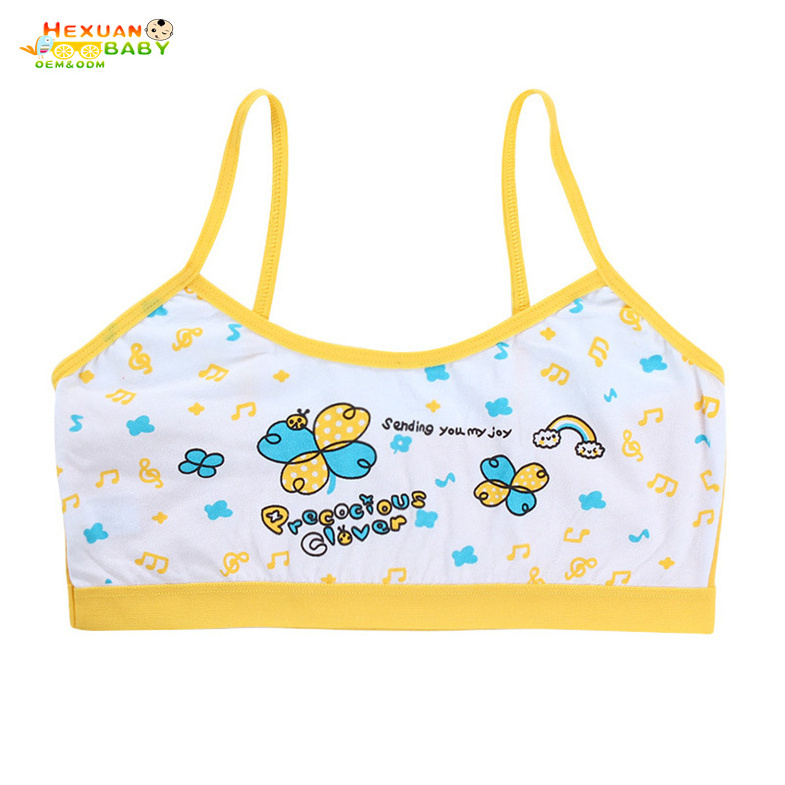 Soft Cotton Printed Young Children Kids Sport Bra Teen Girls Training Bra