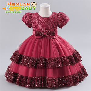 Kids Princess Summer Puff Sleeve Evening Gowns Flower Girl Dresses Wedding Party Prom Girls Infant Newborn Dress