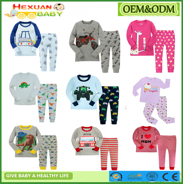 2-7Y ,Organic Cotton  Kid Pajamas 100%  Baby Clothing Pyjamas Wholesale Kids Sleepwear  043