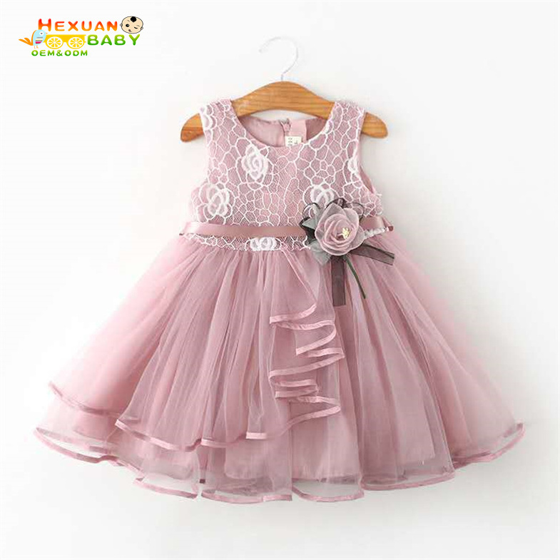 New Summer Cute Baby Girls Clothes Flower Newborn Baby Dress Tulle Lace Infant Party Clothing 1 Year Birthday Dresses