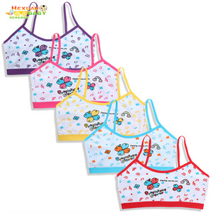 Soft Cotton Printed Young Children Kids Sport Bra Teen Girls Training Bra