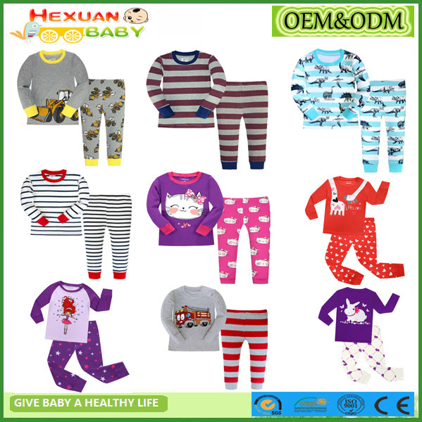 2-7Y ,Organic Cotton  Kid Pajamas 100%  Baby Clothing Pyjamas Wholesale Kids Sleepwear  043