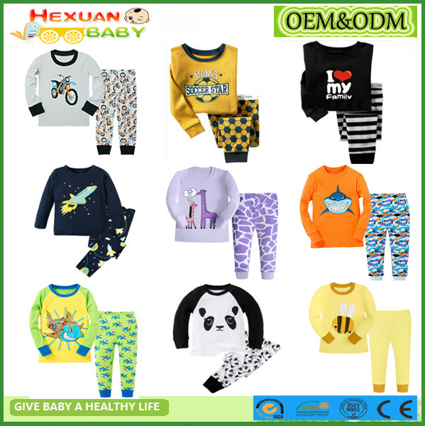 2-7Y ,Organic Cotton  Kid Pajamas 100%  Baby Clothing Pyjamas Wholesale Kids Sleepwear  043