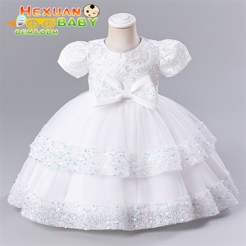 Kids Princess Summer Puff Sleeve Evening Gowns Flower Girl Dresses Wedding Party Prom Girls Infant Newborn Dress