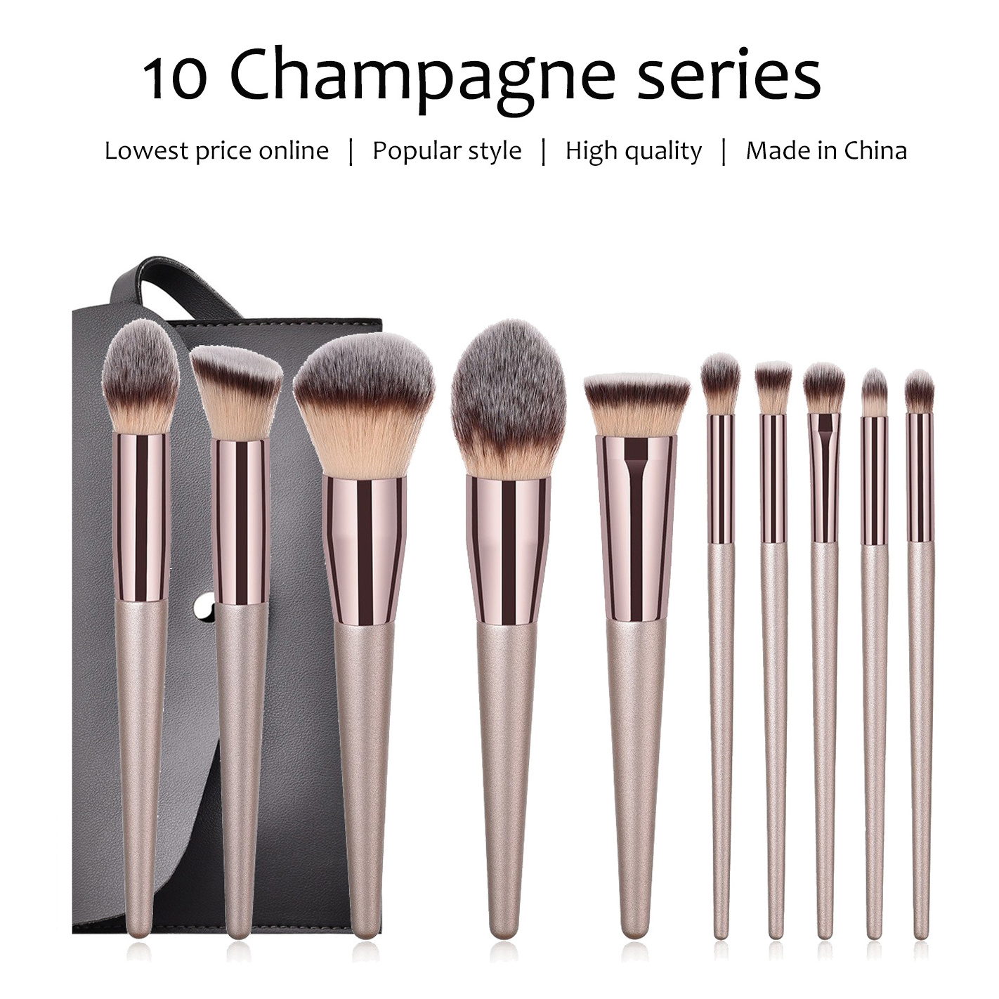 4cps/6pcs/10pcs/14pcs Champagne gold makeup brush set for cosmetic foundation powder eye shadow kabuki make up brush beauty tool