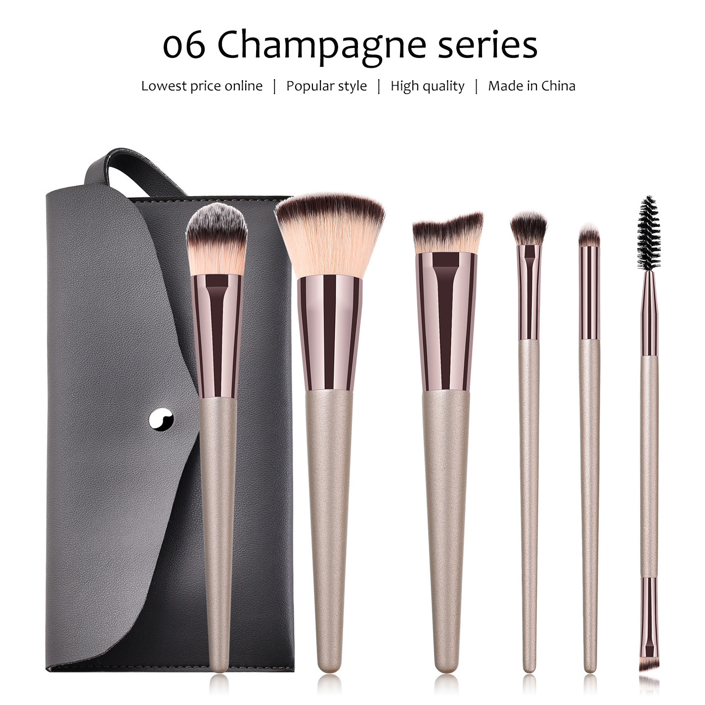 4cps/6pcs/10pcs/14pcs Champagne gold makeup brush set for cosmetic foundation powder eye shadow kabuki make up brush beauty tool