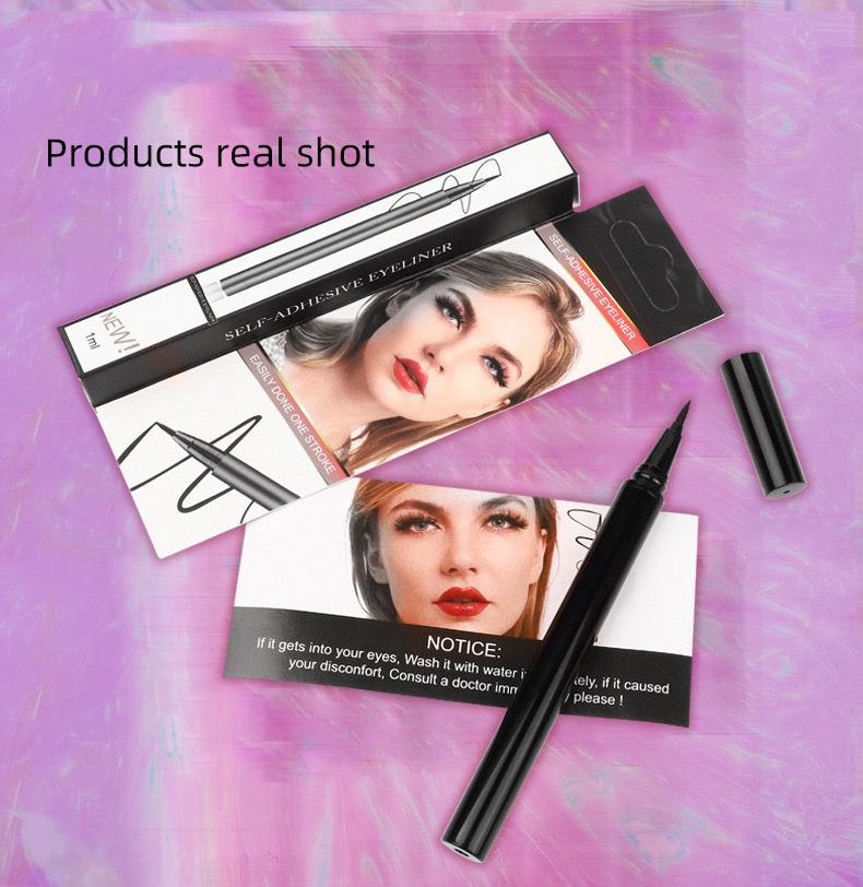 New product waterproof factory wholesale cosmetics black eyeliner can stick eyelashes quick-drying liquid eyeliner pen