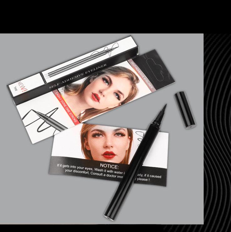 New product waterproof factory wholesale cosmetics black eyeliner can stick eyelashes quick-drying liquid eyeliner pen