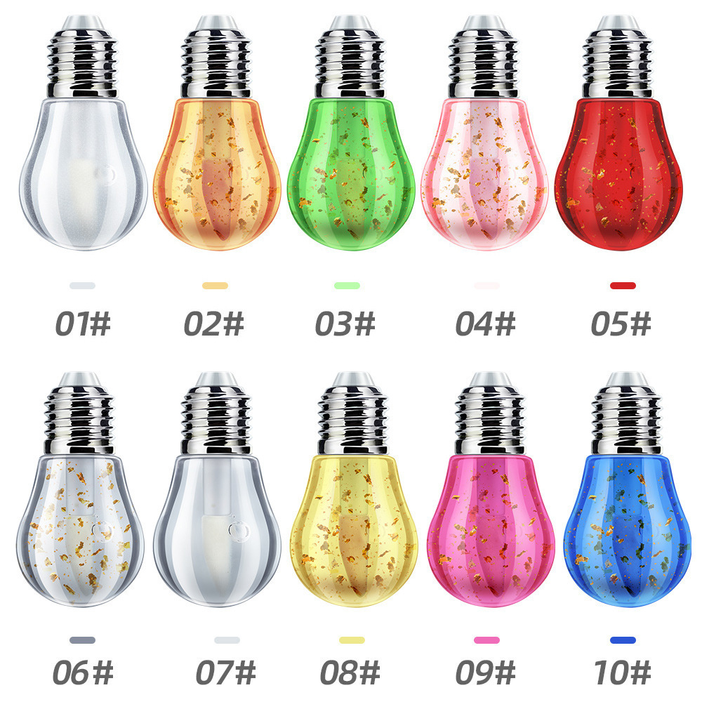 Best Selling 24K Gold Foil Make Own Long Lipgloss Vendors Personalized Cute Make Up Lip Pluming Little Girl Light Bulb Lip Gloss