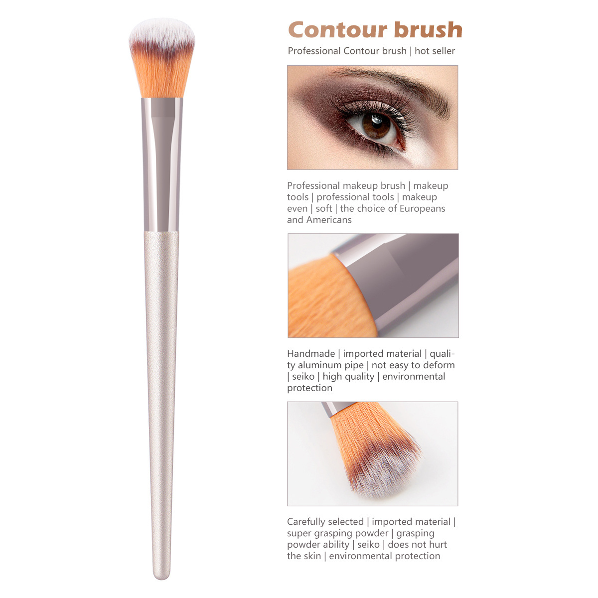 Factory Wholesale High Quality Eyeshadow Brush Vegan Single Brush For Eye Foundation Custom Eye Contour Makeup Brush