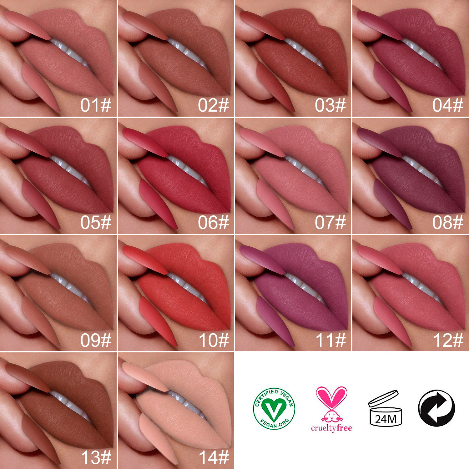 High Quality Lipstick OEM Professional Custom Logo Matte Moisturizing Wholesale Waterproof Long-lasting 12 Colors Lipstick