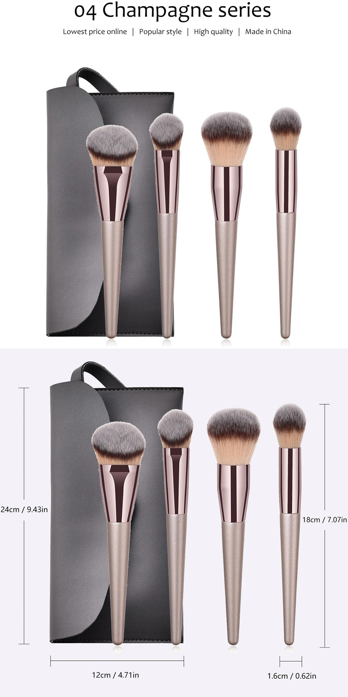 4cps/6pcs/10pcs/14pcs Champagne gold makeup brush set for cosmetic foundation powder eye shadow kabuki make up brush beauty tool