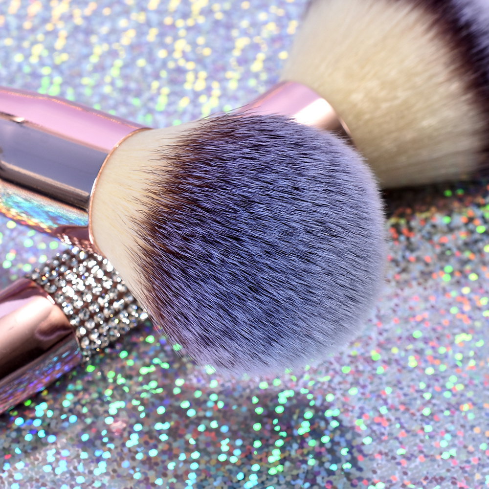 2024 Free Sample Rose Gold Makeup Brushes Crystal Handle glitter Custom Logo foundation  Make Up Brushes Private label brush set