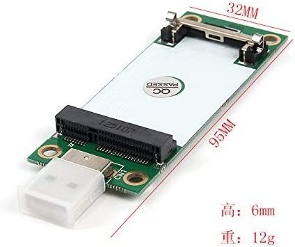 Mini PCIe WWAN Card to USB Adapter with SIM Slot, Mini PCI Express WWAN/LTE/4G Module Tester Converter, Support 30mm 50mm Wirele