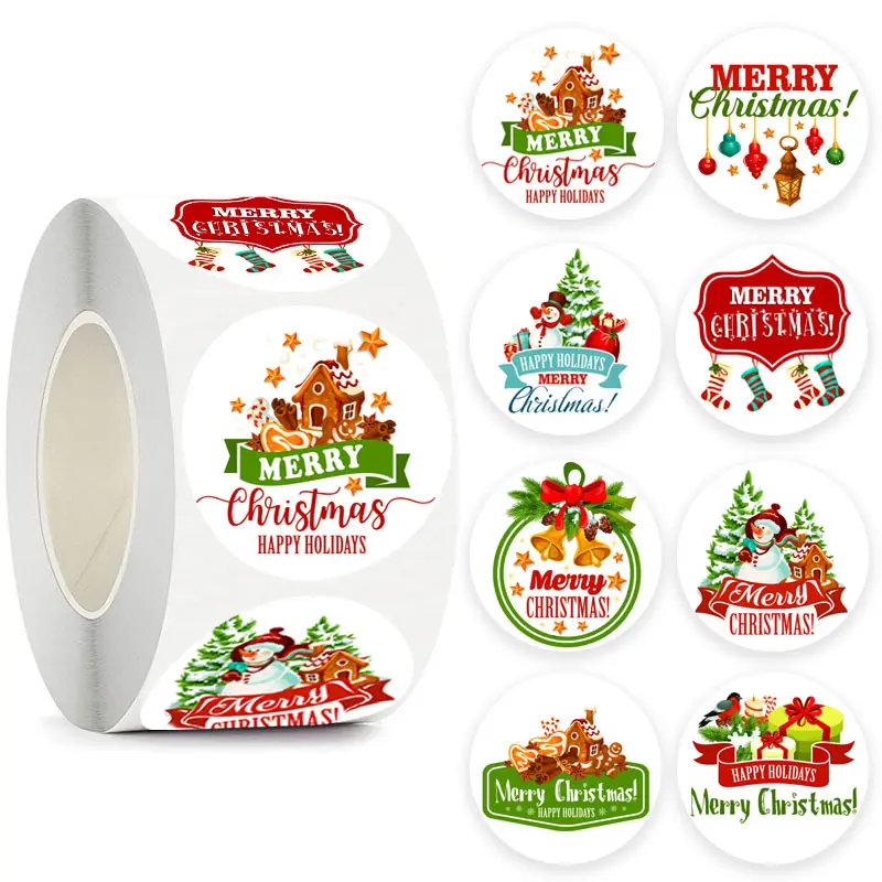 Custom Private Hot Roll PVC round Sticker Labels Industrial Christmas Decoration Gift Cards Children's Gift Sealers Collection