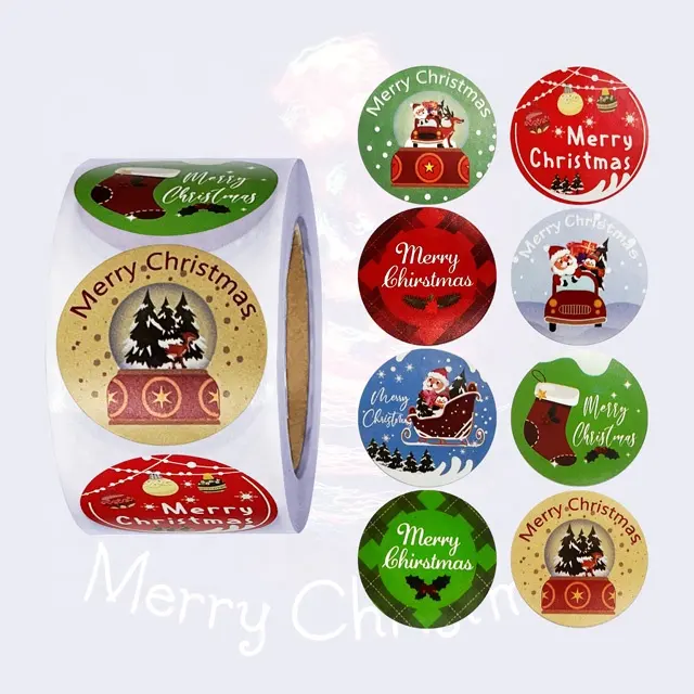 Custom Private Hot Roll PVC round Sticker Labels Industrial Christmas Decoration Gift Cards Children's Gift Sealers Collection