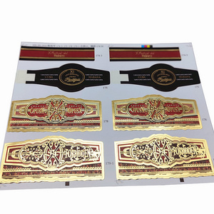 Custom Adhesive Sticker Sheet Eight Types Art Paper Gold Foil Cigar Bands Label Printing Embossed Surface Finish Scratch-Off